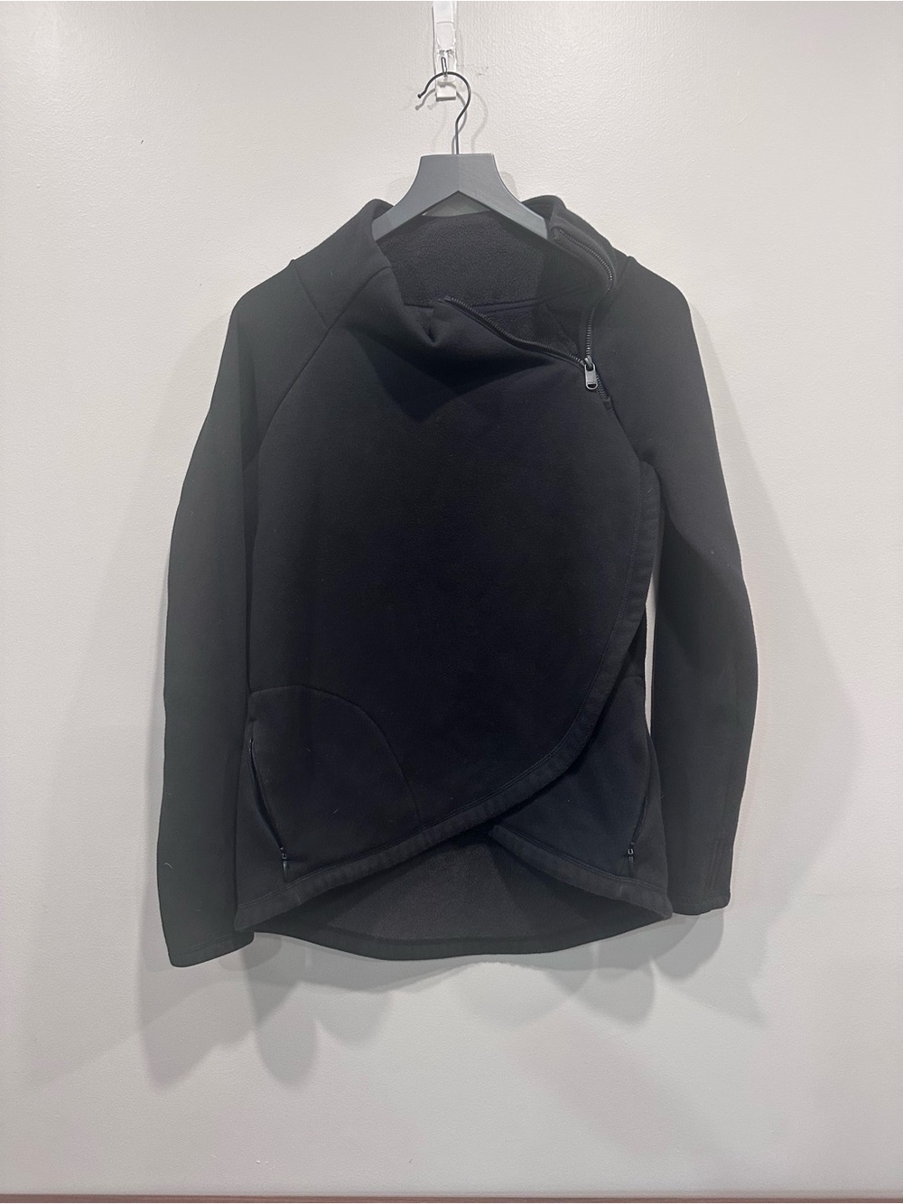 Athleta Black Asymmetrical Zip Hooded Sweatshirt